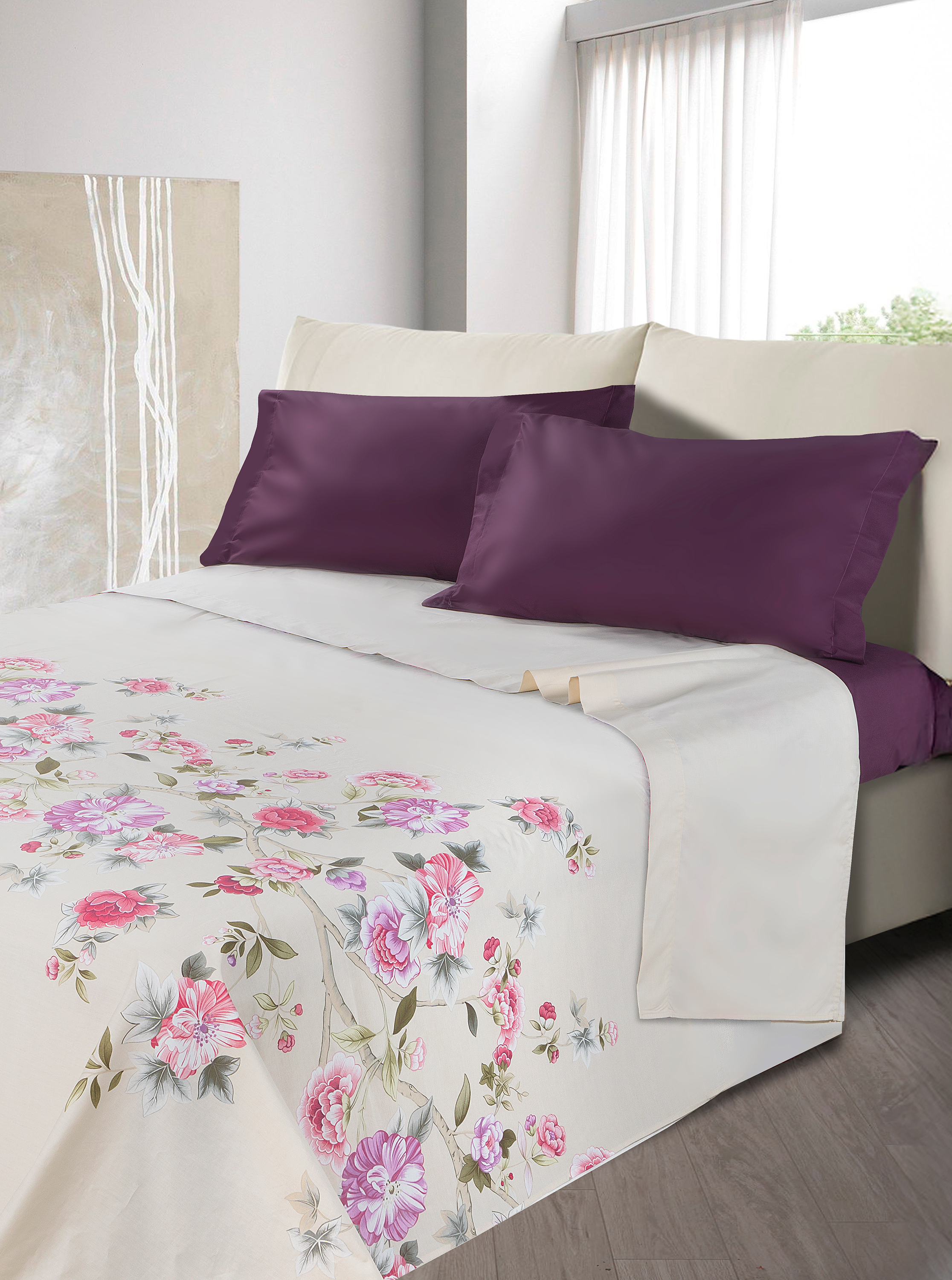 NAPOLI  Completo Matr. Beige/Prugna